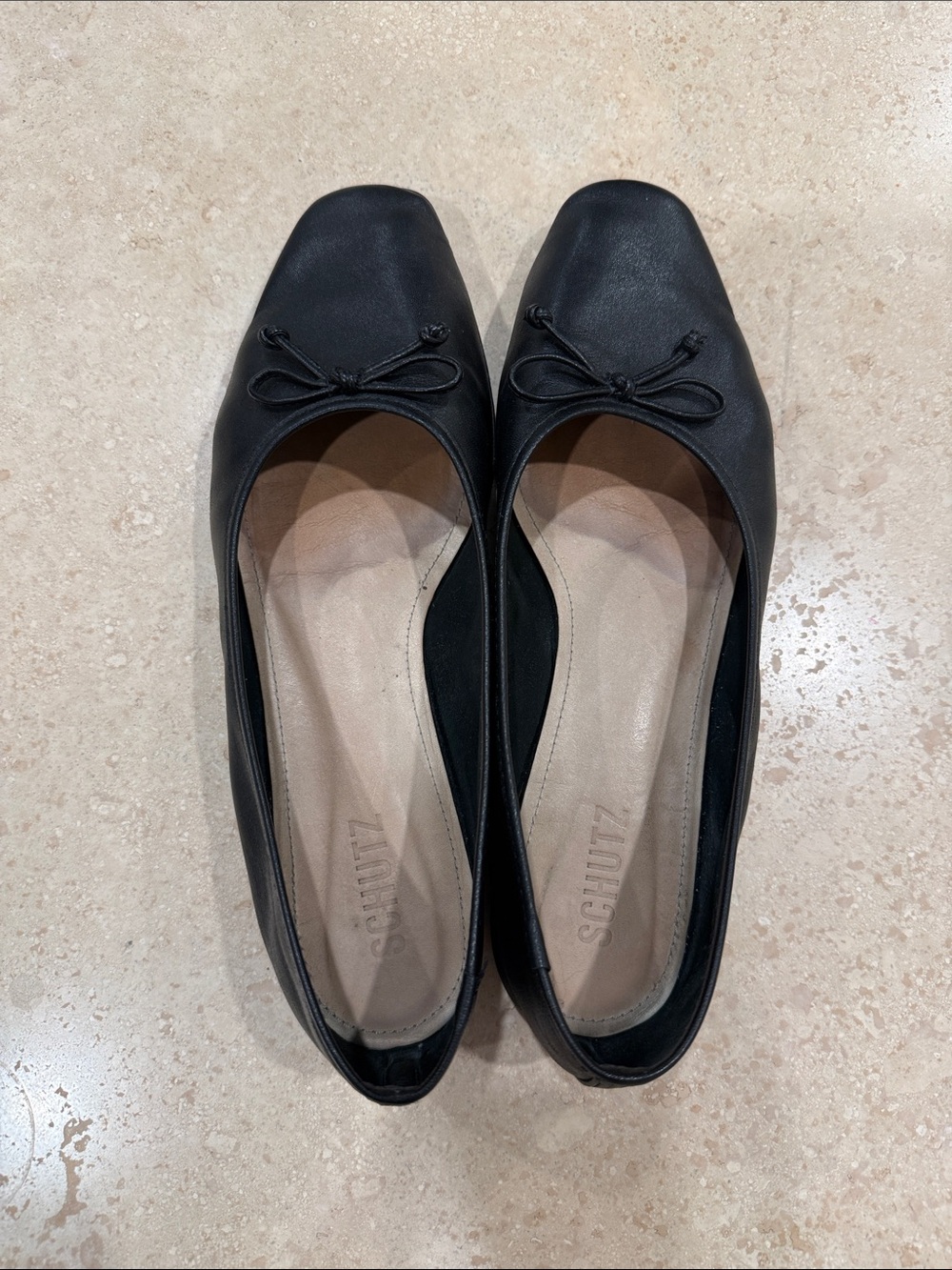 Schutz Arissa Black Leather Ballet Flat
